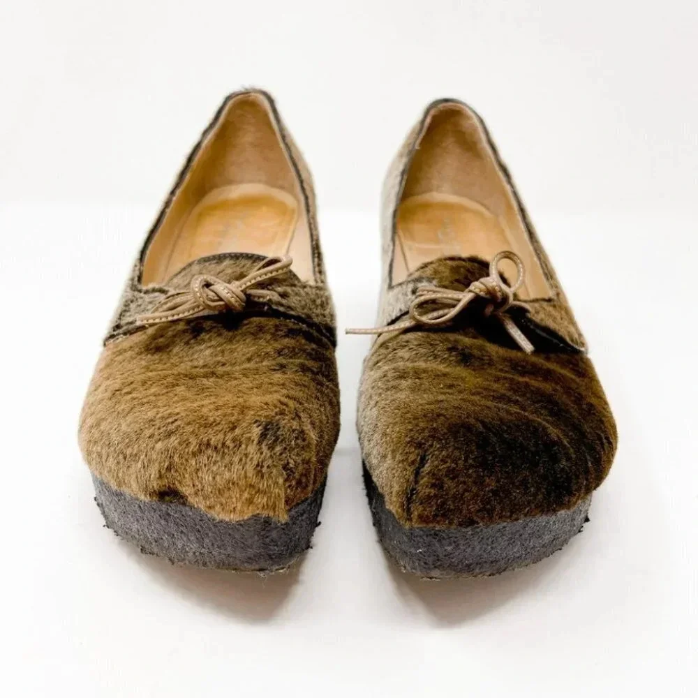 Trans-Parents Italian Real Fur Wedge Heels Sz 37
